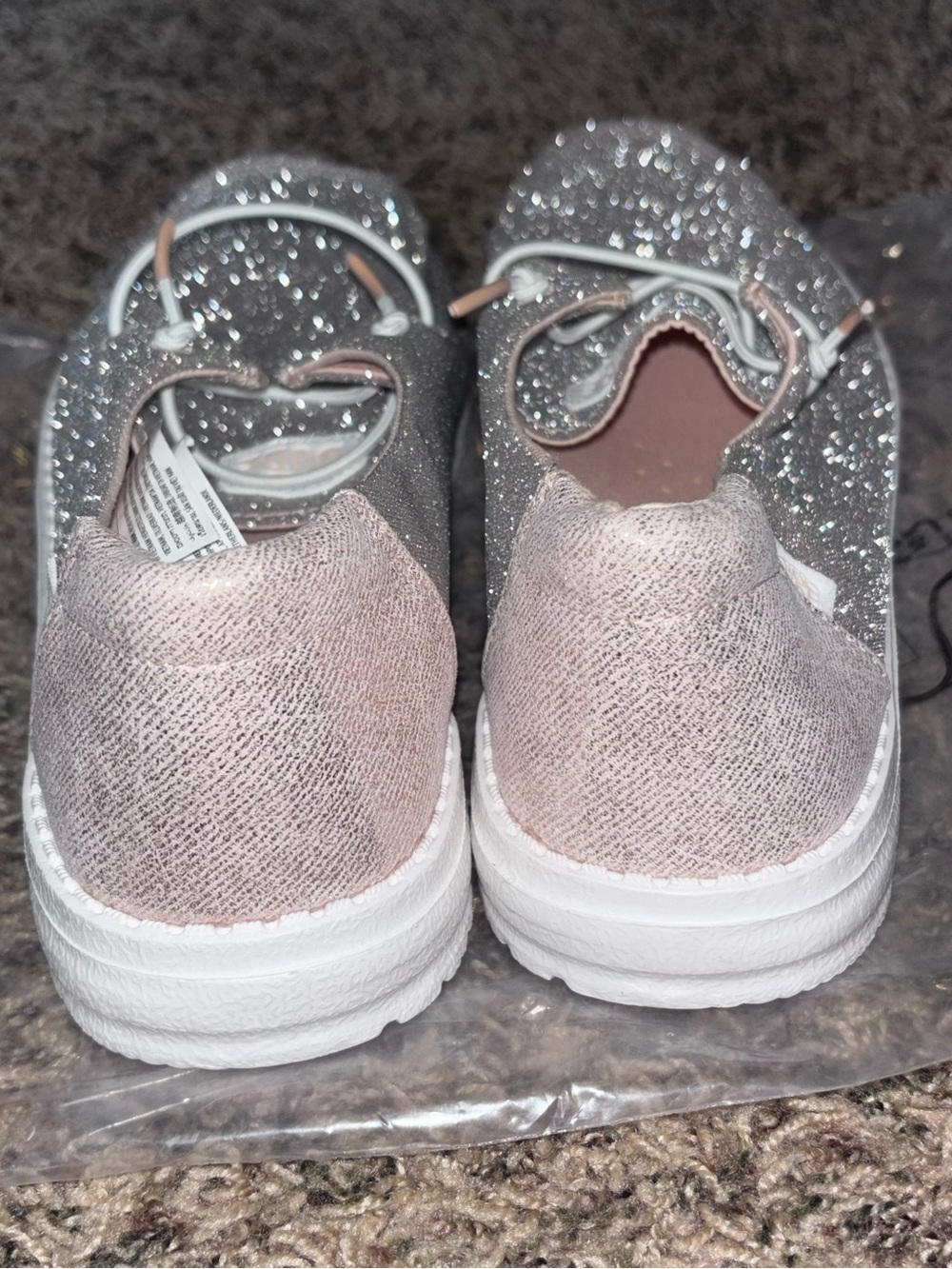 Hey Dude Womens Shoes Size 11 Wendy Metallic Sparkle Rose Gold New - Picture 2 of 6